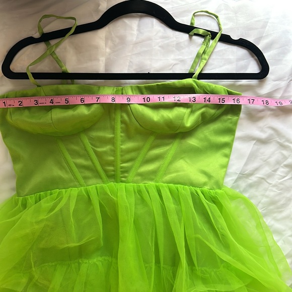 Lulus Rule the Runway Lime Green Tulle Bustier Straps Prom Tiered Maxi Dress M/L - Picture 6 of 15